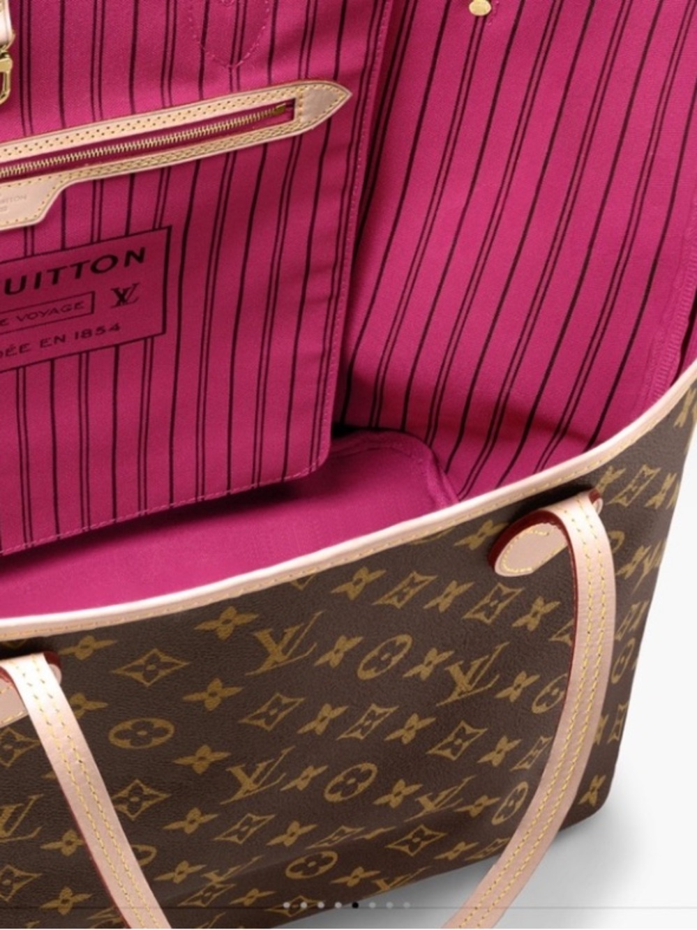Louis Vuitton GM  Neverfull Monogram   In Brown and Peony. Leather trim Like New